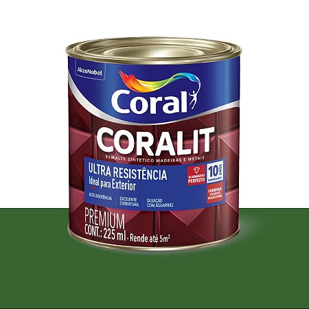 Esmalte Sintético Ultra Resistência Brilhante Coralit Verde Folha 225ml - Coral