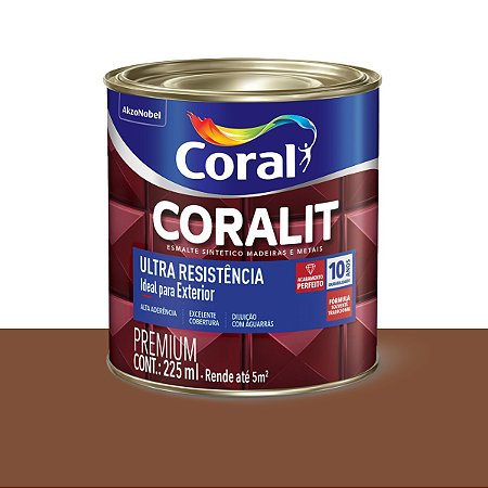 Esmalte Sintético Ultra Resistência Brilhante Coralit Marrom Conhaque 225ml - Coral