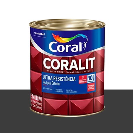 Esmalte Sintético Ultra Resistência Coralit Preto Fosco 900ml - Coral
