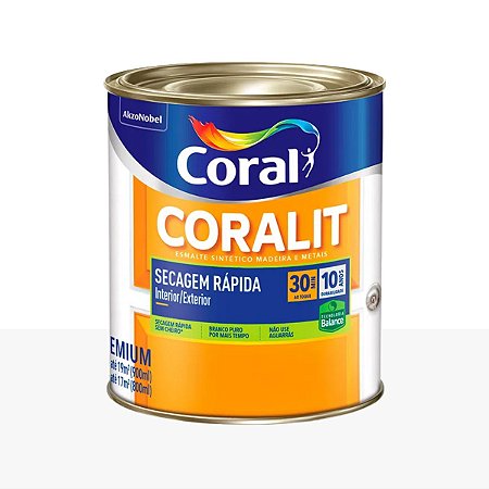 Esmalte Sintético Base Água Acetinado Coralit Branco 900ml - Coral