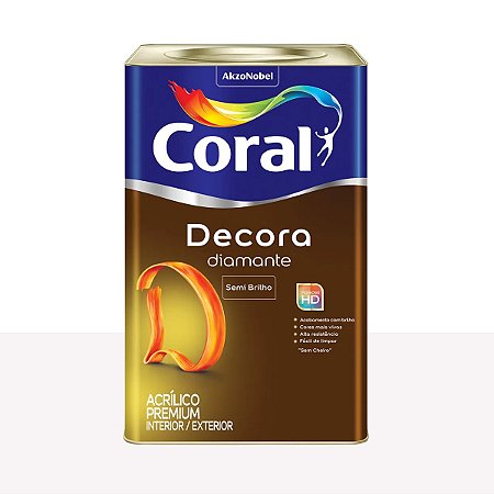 Tinta Acrílica Premium Semi Brilho Decora Diamante Branco 18L -  Coral
