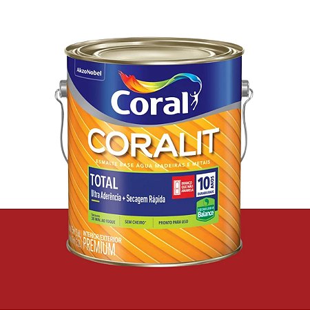 Esmalte Sintético Base Água Brilhante Coralit Vermelho 3,6L - Coral