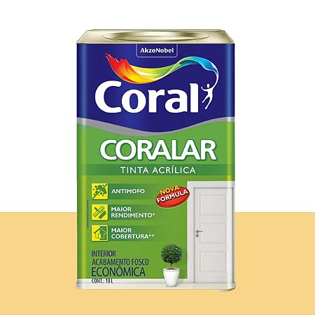 Tinta Acrílica Fosca Econômica Coralar Amarelo Canário 18L - Coral