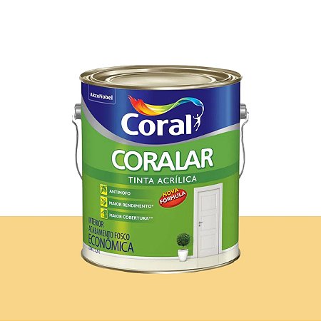 Tinta Acrílica Fosca Econômica Coralar Amarelo Canário 3,6L - Coral