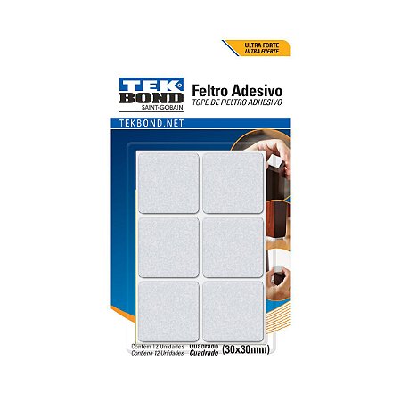 Feltro Quadrado 30x30 com 12 Unidades Branco Tekbond