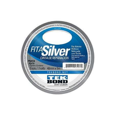 Fita Silver Tape Prata 48mm x 25m Tekbond