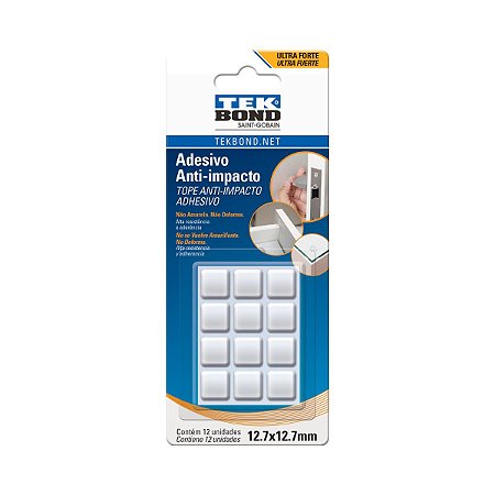 Adesivo Anti-Impacto Bumper Quadrado 12,7mm com 12 Unidades Tekbond