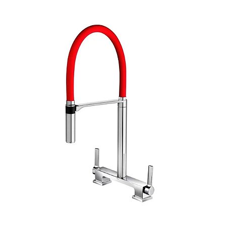 Misturador para Cozinha de Mesa Bica Alta Doc Vermelho e Cromado 738779 Docol