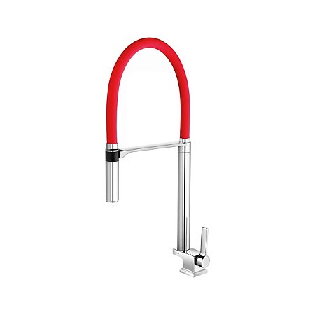 Torneira para Cozinha de Mesa Bica Alta Doc Vermelho e Cromado 738979 Docol