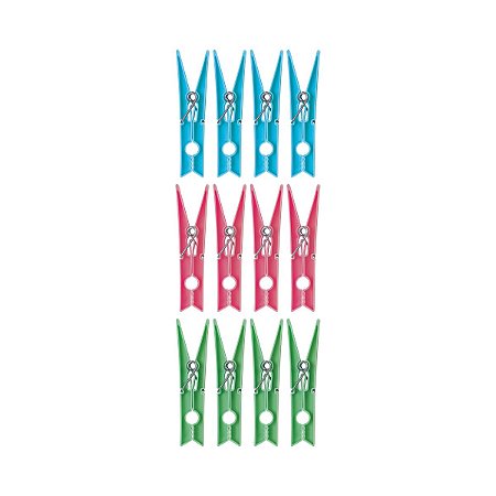 Prendedor Plastico Maxi Colorido c/12pçs 6062 Mor