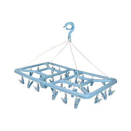 Varal Mini Retangular Dobravel 32 Prendedores Colorido 6095 Mor
