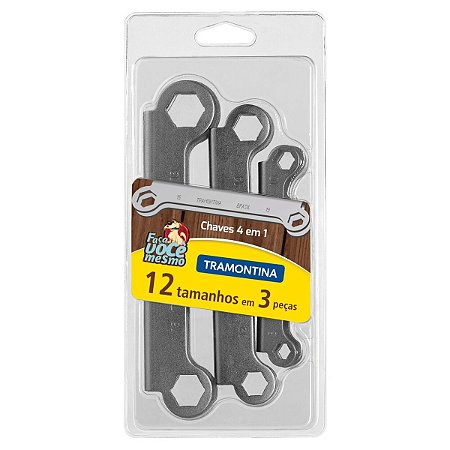 Jogo de Chaves de Aperto 4x1 com Acabamento 3 Peças Tramontina