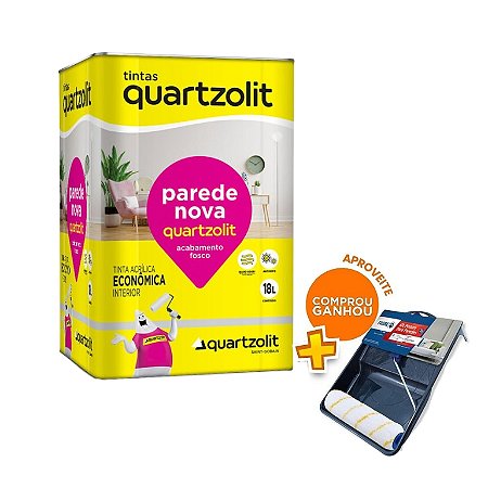 Tinta Acrílica Parede Nova Branco Neve 18L Quartzolit + Kit para Pintura 243478