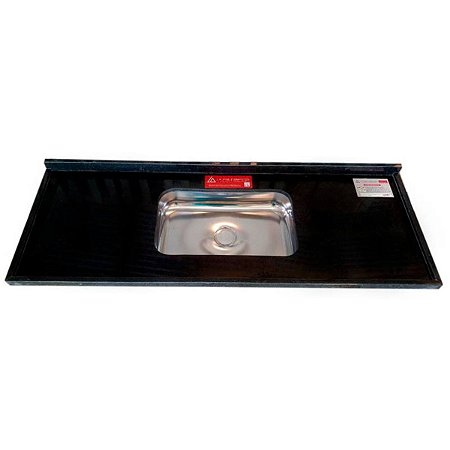 Pia de Granito Standard com Cuba de Inox 120cm Preto São Gabriel L.A Pias e Granitos