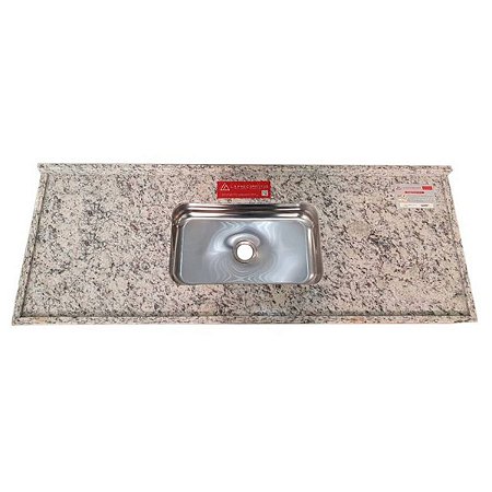 Pia de Granito Standard com Cuba de Inox 200cm Arebesco L.A Pias e Granitos