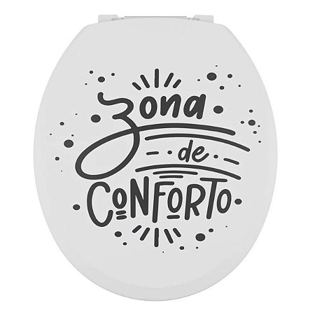 Assento Sanitário Oval Almofadado Decorado "Zona de Conforto" Branco Astra
