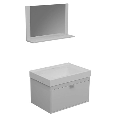 Gabinete para Banheiro Xangai 51,5CM MDP com Espelheira Cinza Sicmol