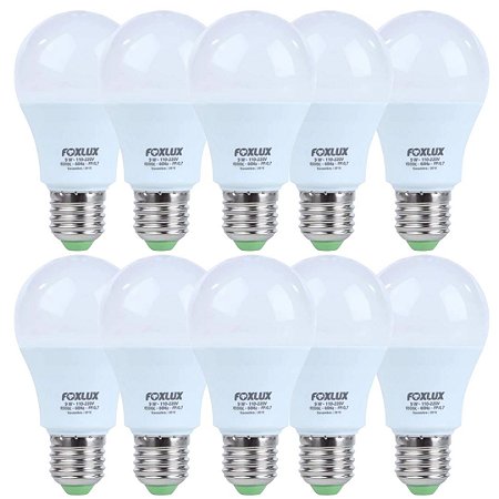 Kit com 10 Lâmpadas LED 9W 6500K Branca Bivolt Foxlux