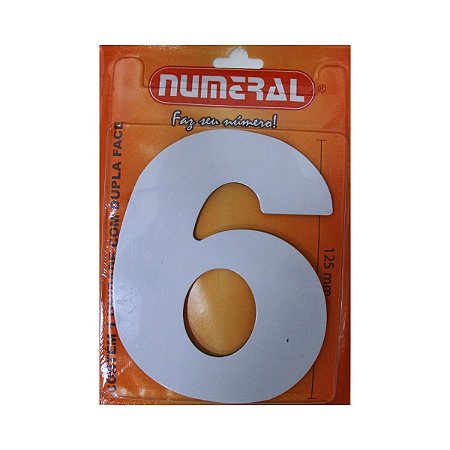 Numero Residencial Branco 6 125mm Numeral