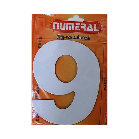 Numero Residencial Branco 9 125mm Numeral
