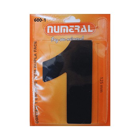 Numero Residencial Preto 1 125mm Numeral