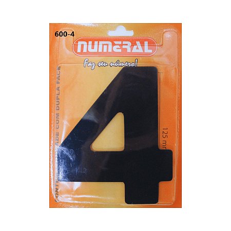 Numero Residencial Preto 4 125mm Numeral