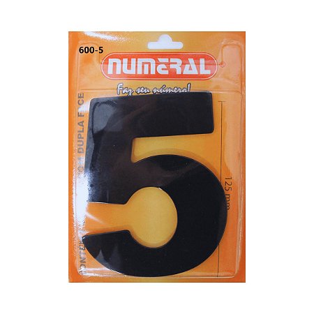 Numero Residencial Preto 5 125mm Numeral