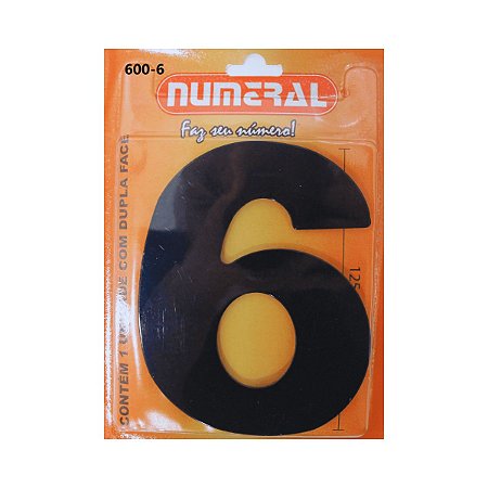 Numero Residencial Preto 6 125mm Numeral
