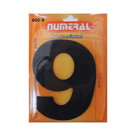 Numero Residencial Preto 9 125mm Numeral