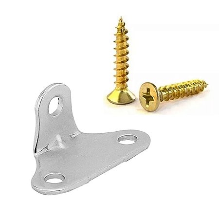 Cantoneira 3 Furos para Móveis Aço Zincado + Parafuso Chip 3,5x16 2 Unidades Sfor