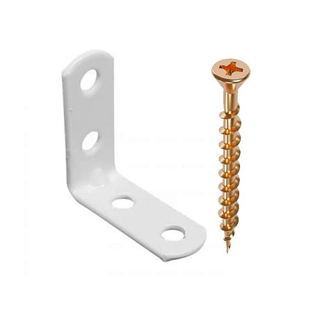 Cantoneira Branca 38mm + Parafuso Chip 3,5x16 4 Unidades Sfor