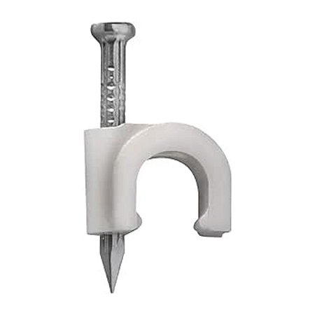 Fixa Fio Coaxial 8mm Branco + Prego 2,5x25 20 Unidades Sfor