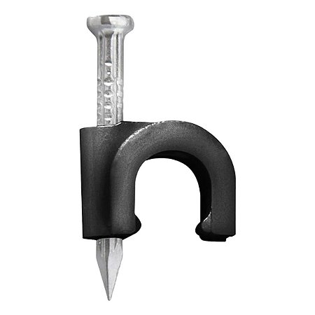 Fixa Fio Coaxial 8mm Preto + Prego 2,5x25 20 Unidades Sfor