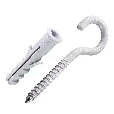 Gancho Branco 8mm + Bucha Nylon com Aba 8mm 4 Unidades Sfor