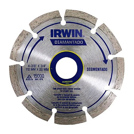 Disco Diamantado Segmentado Entado 110x20mm IW13892 Irwin
