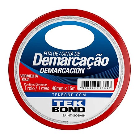 Fita de Demarcação 48mm x 15m Vermelha Tekbond
