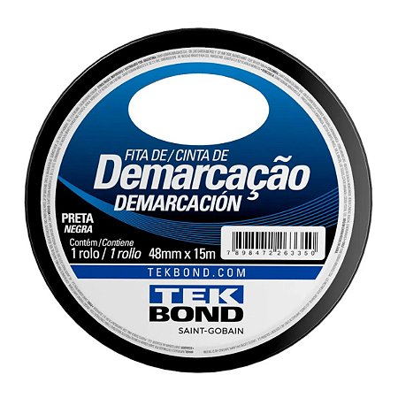 Fita de Demarcação 48mm x 15m Preta Tekbond