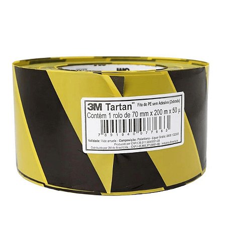 Fita Zebrada para Sinalização sem Adesivo 70mm x 200m Amarela e Preta 3M