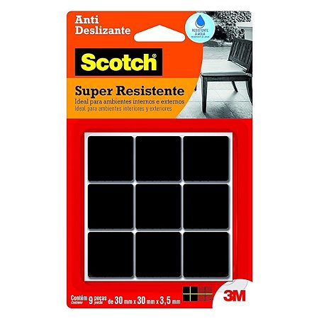 Anti Deslizante Quadrado Tamanho G com 9 Unidades Preto Scotch-Brite 3M