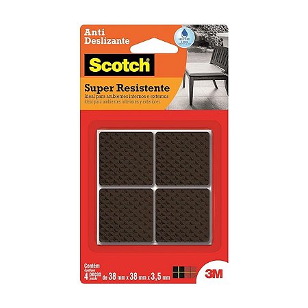 Anti Deslizante Quadrado Tamanho GG com 4 Unidades Preto Scotch-Brite 3M