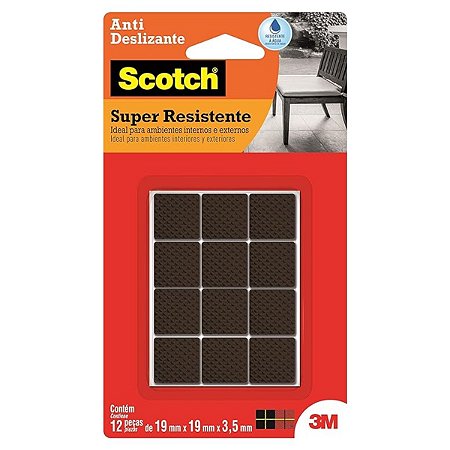 Anti Deslizante Quadrado Tamanho P com 12 Unidades Preto Scotch-Brite 3M
