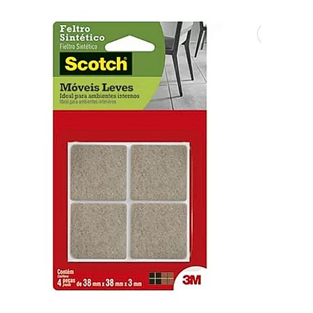 Feltro Quadrado Tamanho G com 4 Unidades Marrom Scotch-Brite 3M