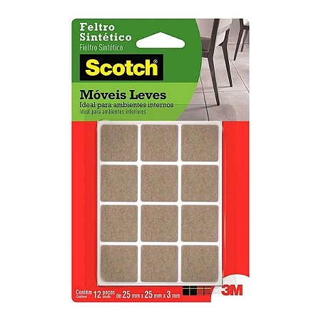 Feltro Quadrado Tamanho P com 12 Unidades Marrom Scotch-Brite 3M