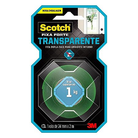 Fita Fixa Forte Uso Interno 24mm x 2m Scotch Transparente Scotch-Brite 3M
