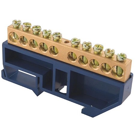 Barramento Neutro DIN 10 Ligações com Suporte Azul 56300121 Tramontina