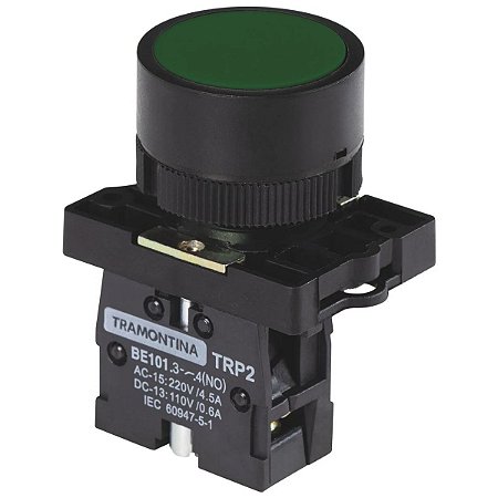 Botão de Impulso TRP2 EA31 1NA com Base de Plástico Verde 58015712 Tramontina
