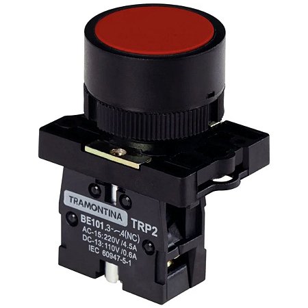Botão de Impulso TRP2 EA42 1NA com Base Plástica Vermelho 58015714 Tramontina