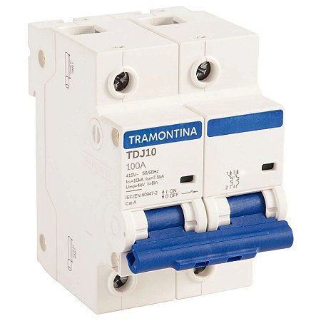 Minidisjuntor TDJ10 2P 100 A 10kA Curva C 58012145 Tramontina