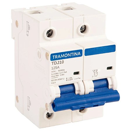 Minidisjuntor TDJ10 2P 125 A 10kA Curva C 58012146 Tramontina