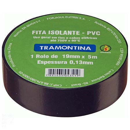 Fita Isolante 0,13x19MM 5M Preta Tramontina